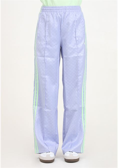 Fashion lilac sports trousers for women in monogram satin ADIDAS ORIGINALS | IS3855.